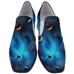 3d Universe Space Star Planet Women Slip On Heel Loafers by Grandong