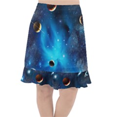 3d Universe Space Star Planet Fishtail Chiffon Skirt by Grandong