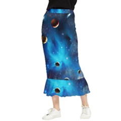 3d Universe Space Star Planet Maxi Fishtail Chiffon Skirt by Grandong