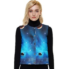 3d Universe Space Star Planet Women s Button Up Puffer Vest by Grandong