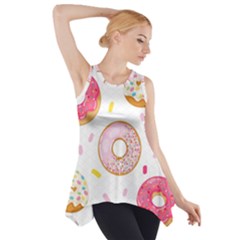 Vector Donut Seamless Pattern Side Drop Tank Tunic by Grandong