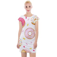 Vector Donut Seamless Pattern Cap Sleeve Bodycon Dress by Grandong