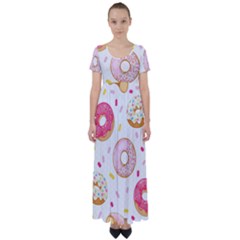 Vector Donut Seamless Pattern High Waist Short Sleeve Maxi Dress by Grandong