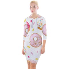 Vector Donut Seamless Pattern Quarter Sleeve Hood Bodycon Dress by Grandong