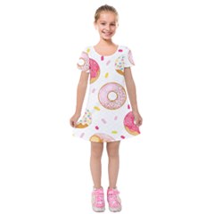 Vector Donut Seamless Pattern Kids  Short Sleeve Velvet Dress by Grandong