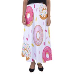 Vector Donut Seamless Pattern Flared Maxi Skirt by Grandong