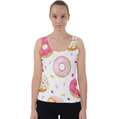 Vector Donut Seamless Pattern Velvet Tank Top by Grandong