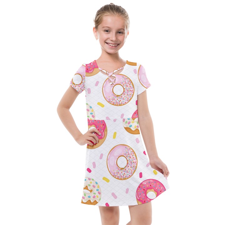 Vector Donut Seamless Pattern Kids  Cross Web Dress