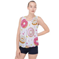 Vector Donut Seamless Pattern Bubble Hem Chiffon Tank Top by Grandong