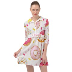 Vector Donut Seamless Pattern Mini Skater Shirt Dress by Grandong