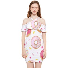 Vector Donut Seamless Pattern Shoulder Frill Bodycon Summer Dress by Grandong