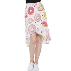 Vector Donut Seamless Pattern Frill Hi Low Chiffon Skirt by Grandong