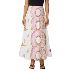 Vector Donut Seamless Pattern Tiered Ruffle Maxi Skirt by Grandong