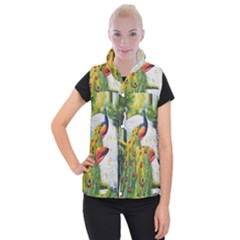 Peacock Art Women s Button Up Vest by Grandong