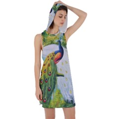 Peacock Art Racer Back Hoodie Dress by Grandong