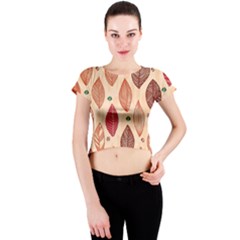 Forest Leaves Seamless Pattern With Natural Floral Crew Neck Crop Top by Grandong