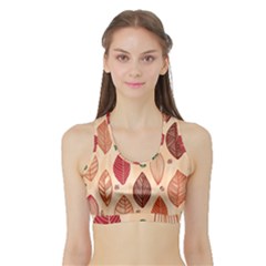 Forest Leaves Seamless Pattern With Natural Floral Sports Bra With Border by Grandong