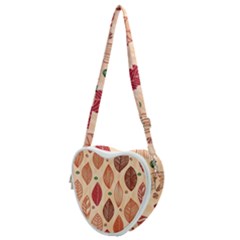 Forest Leaves Seamless Pattern With Natural Floral Heart Shoulder Bag by Grandong