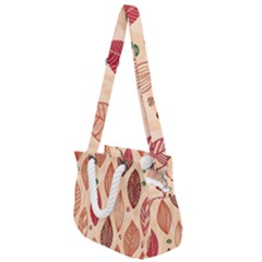 Forest Leaves Seamless Pattern With Natural Floral Rope Handles Shoulder Strap Bag by Grandong