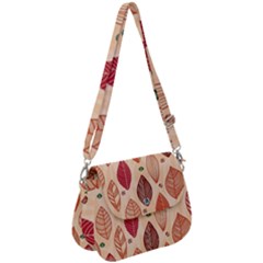 Forest Leaves Seamless Pattern With Natural Floral Saddle Handbag by Grandong