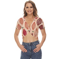 Forest Leaves Seamless Pattern With Natural Floral Twist Front Crop Top by Grandong