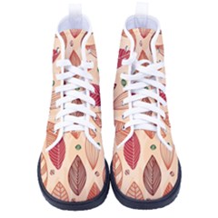 Forest Leaves Seamless Pattern With Natural Floral Kid s High-top Canvas Sneakers by Grandong