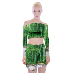 Bamboo Forest Squid Family Off Shoulder Top With Mini Skirt Set by Grandong