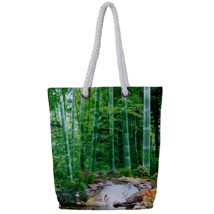 Bamboo Forest Squid Family Full Print Rope Handle Tote (Small)