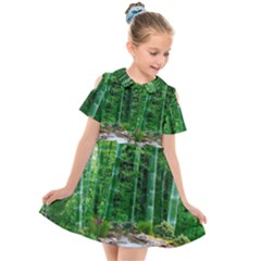 Bamboo Forest Squid Family Kids  Short Sleeve Shirt Dress by Grandong