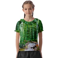 Bamboo Forest Squid Family Kids  Frill Chiffon Blouse by Grandong