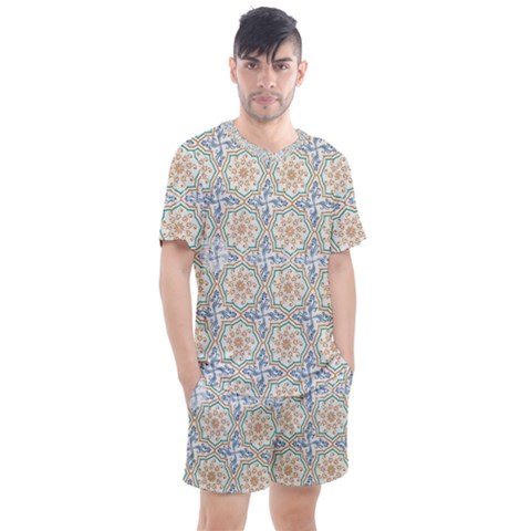 Ornaments Style Pattern Men s Mesh T-shirt And Shorts Set by Grandong