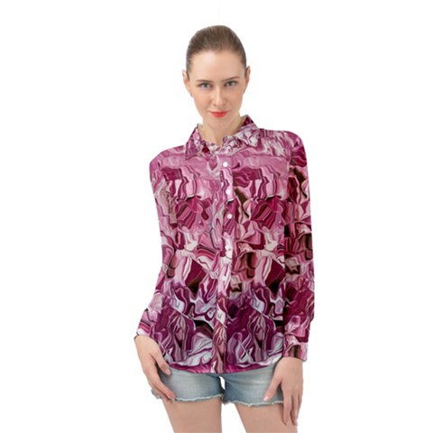 Rosa Antico Smudged Long Sleeve Chiffon Shirt by kaleidomarblingart