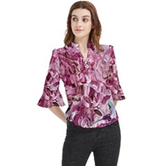 Rosa Antico Smudged Loose Horn Sleeve Chiffon Blouse