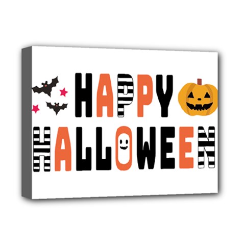 Happy Halloween Slot Text Orange Deluxe Canvas 16  X 12  (stretched)  by Sarkoni