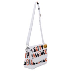 Happy Halloween Slot Text Orange Shoulder Bag With Back Zipper by Sarkoni