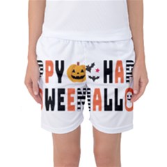 Happy Halloween Slot Text Orange Women s Basketball Shorts by Sarkoni