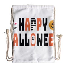 Happy Halloween Slot Text Orange Drawstring Bag (large) by Sarkoni