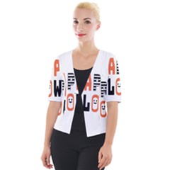 Happy Halloween Slot Text Orange Cropped Button Cardigan by Sarkoni