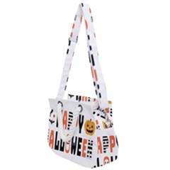 Happy Halloween Slot Text Orange Rope Handles Shoulder Strap Bag by Sarkoni