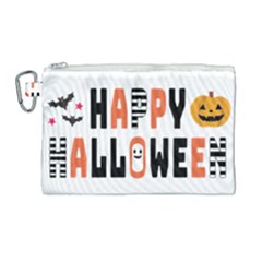 Happy Halloween Slot Text Orange Canvas Cosmetic Bag (large) by Sarkoni