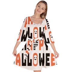 Happy Halloween Slot Text Orange Velour Kimono Dress by Sarkoni