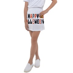 Happy Halloween Slot Text Orange Kids  Tennis Skirt by Sarkoni