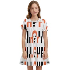 Happy Halloween Slot Text Orange Kids  Puff Sleeved Dress by Sarkoni