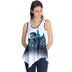 Blue Castle Halloween Horror Haunted House Sleeveless Tunic by Sarkoni