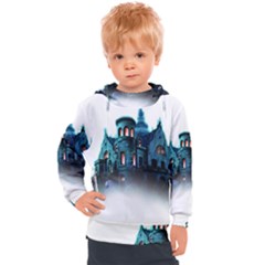 Blue Castle Halloween Horror Haunted House Kids  Hooded Pullover by Sarkoni