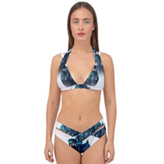 Blue Castle Halloween Horror Haunted House Double Strap Halter Bikini Set by Sarkoni