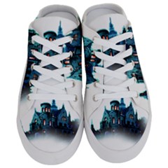 Blue Castle Halloween Horror Haunted House Half Slippers by Sarkoni