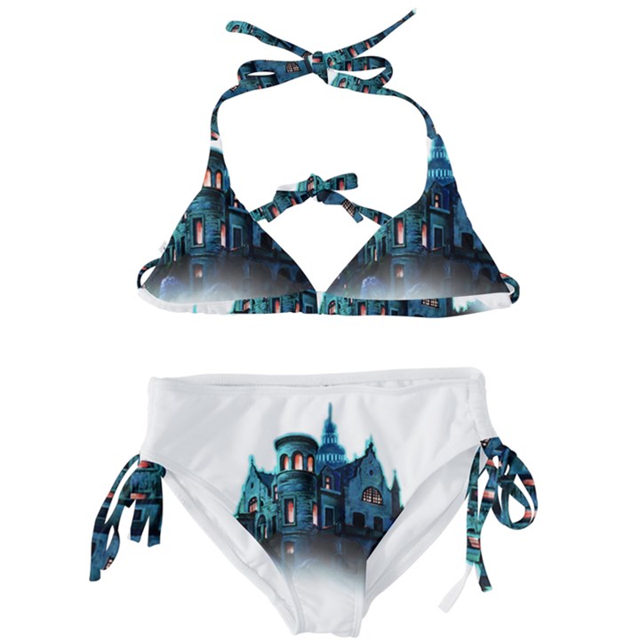 Blue Castle Halloween Horror Haunted House Kids  Classic Bikini Set