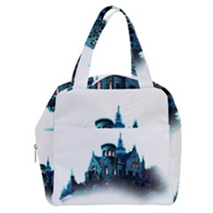 Blue Castle Halloween Horror Haunted House Boxy Hand Bag by Sarkoni