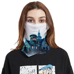 Blue Castle Halloween Horror Haunted House Face Covering Bandana (two Sides) by Sarkoni